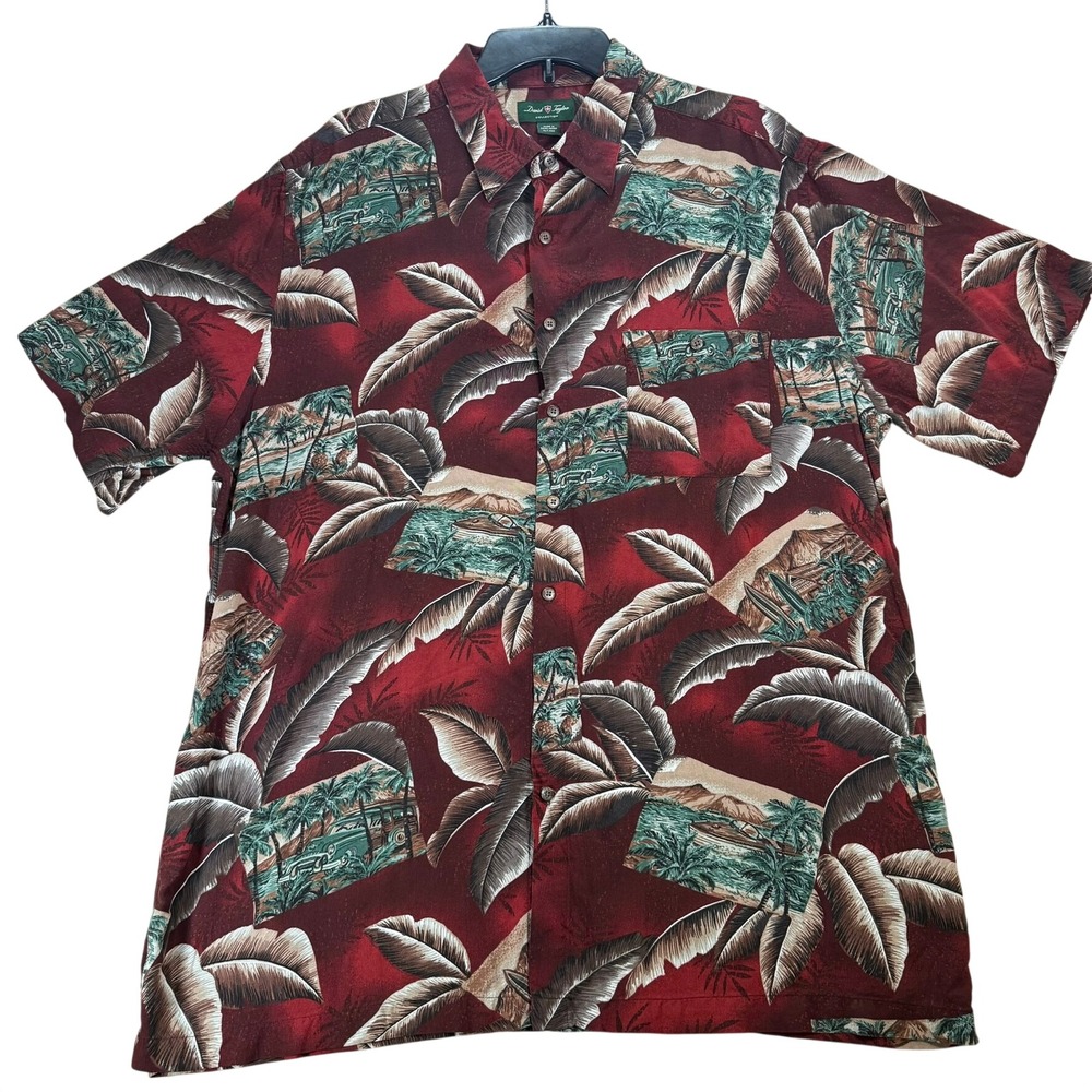 Lot of 2 Mens Rayon Hawaiian Shirts Pierre Cardin XL David Taylor XLT Tropical - Picture 5 of 12